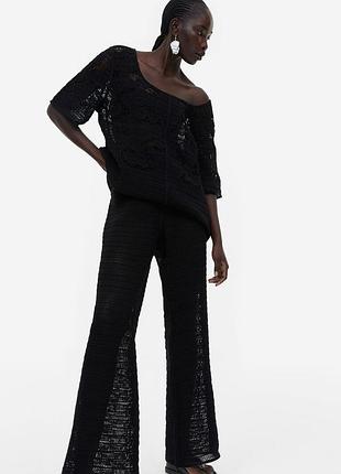 Брюки клеш кроше h&m брюки в сетку вязаные xxs-xs