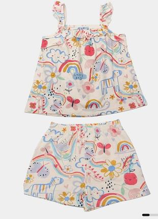 Летний оригинальный нарядный костюм, шорты и майка, топ с рюшами