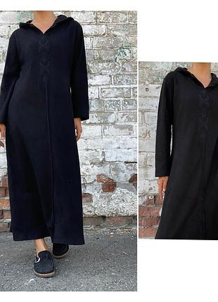 Платье с капюшоном из экозамши