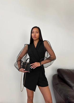 Жіночий комбінезон з рукавами сітка