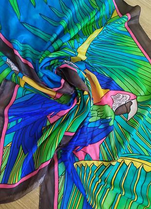 Arty's прекрасный винтажный шелковый шарф с попугаями