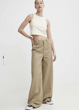 Жіночі пісочні бежеві штани dickies wide leg work pant w