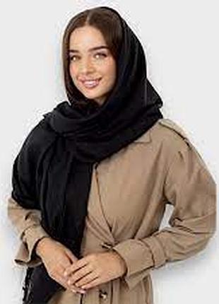 Шарф палантин шаль 80 см на 180 см накидка натуральная вискоза лана шерсть черный золото 220гр