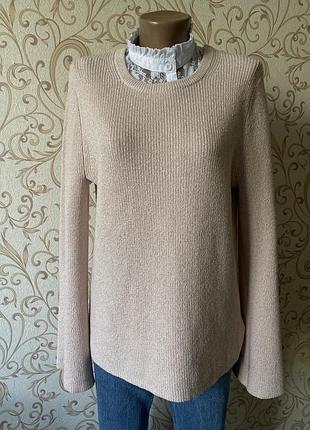 Светр джемпер ніжно рожевий подовжений в рубчик з люрексом michael kors