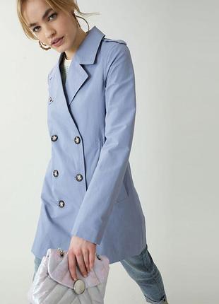 Плащ тренч pimkie франція ніжно голубий синій на підкладці жіночий котон бавовна