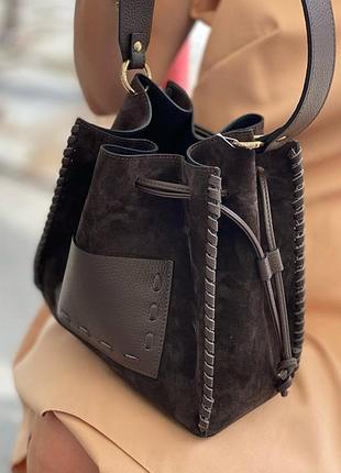 Замшевая сумка шоколад
