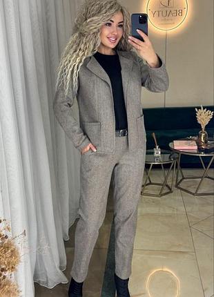 Женский костюм двойка пиджак + штаны ткань кашемир жакарт