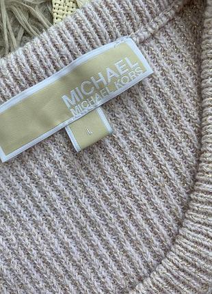 Светр джемпер ніжно рожевий подовжений в рубчик з люрексом michael kors