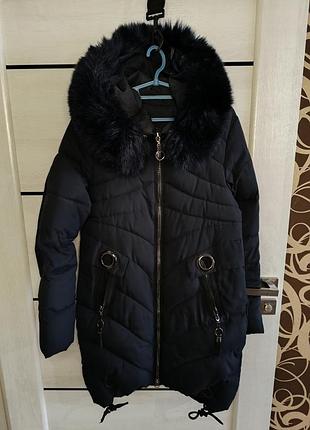 Женская зимняя темно-синяя куртка