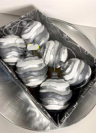 Новый, набор: 6 шт. серебряный набор елочных украшений - шаров.