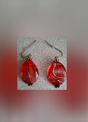 Серьги "каталина" avon, красные, прозрачные