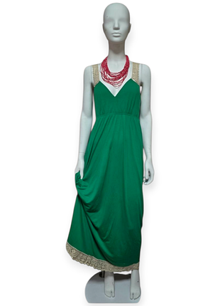 Сарафан макси с изысканным вязаным декором