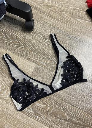 Ніжний еластичний бюстгальтер сіточка tesenis, топ,ліфчик,бюстгальтер квіти кружево,мереживо,зручний жіночий оригінальний класний чорний та бежевий