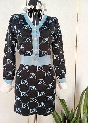 Костюм. жакет. кофта. юбка. вязаный.