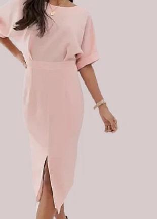 Стильное платье миди, нежно- розового цвета, 10/ 44  размера, asos.