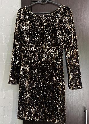 Шикарна новорічна сукня паєтки золото