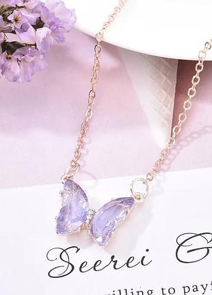 Подвеска малышек на цепочке колье чокер кулон бабочкой с цепочкой