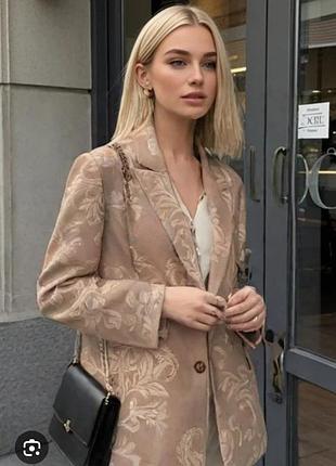 Пиджак блейзер zara в принт цветы