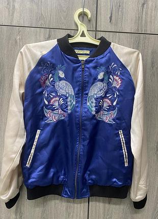 Шелковый бомбер ветровка курточка zara xs / s 158-164 см 14-18 р.
