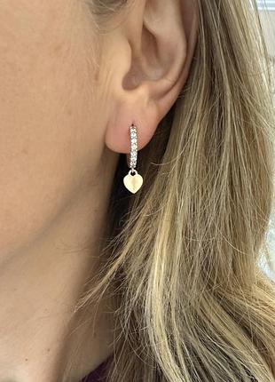 Срібні сережки з золотими вставками 375 проба