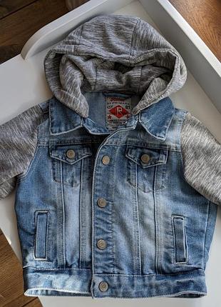 Джинсова куртка котонова рубашка кофта з капюшоном