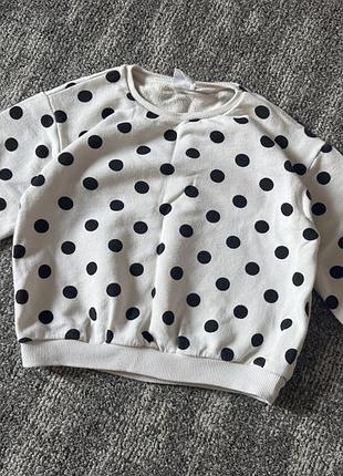 Оверсайз світшот молочний zara в горох на дівчинку