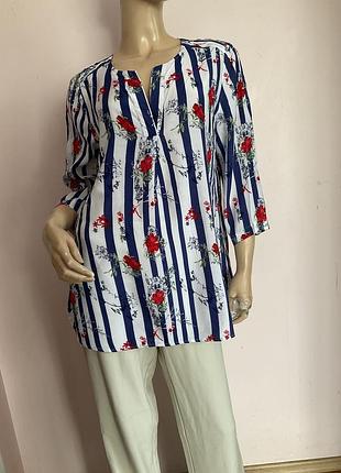 Вискозная, воздушная блузка- туника-блузон/ м/