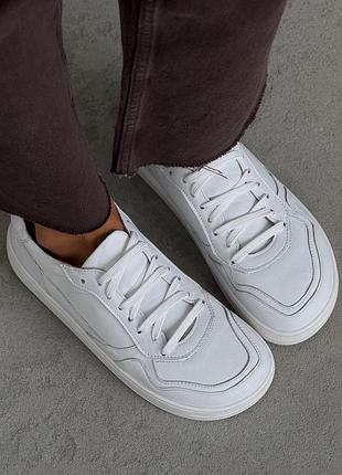 Натуральные кожаные белые анатомические кеды