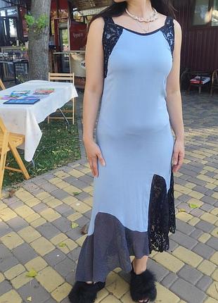 Платье лоскутами оригинальное апсайклинг гранж