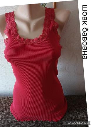 Шелк и хлопок, кружево,  майка базовая alberto bini