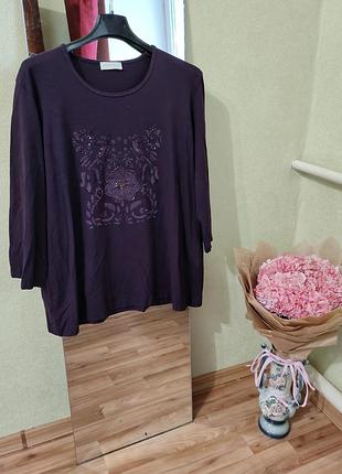 Фиолетовый лонгслив с вышивкой размер xl