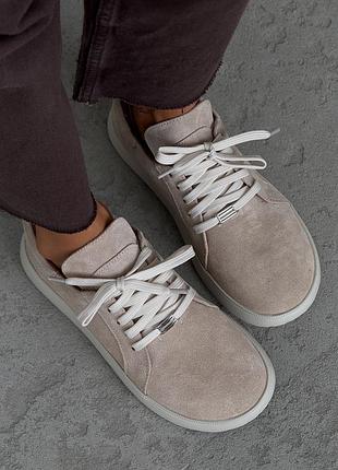 Натуральные замшевые анатомические бежевые кеды