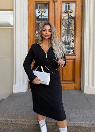 Жіноча велюрова сукня в рубчик | 2119