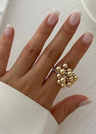 Азцентровое кольцо шарика тренд кольца регулируемая с шариками подвижными под золото