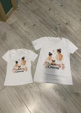 Жіноча футболка і дитяча парні футболки королеви фемілі лук мама дочка доця