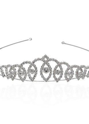 Діадема-обруч зі стразами металева 11см
