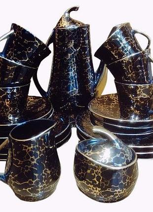 Красивый кофейный сервиз черный принц на 6 персон, новый