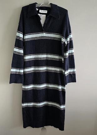 Selected femme женское теплое вязаное платье свитер шерсть мохер в полоску s n 44 46 новое