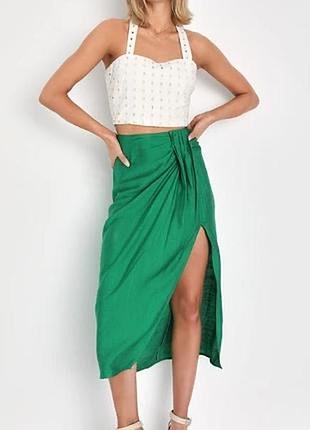 Яскрава сатинова міді спідниця fe bridge f&f