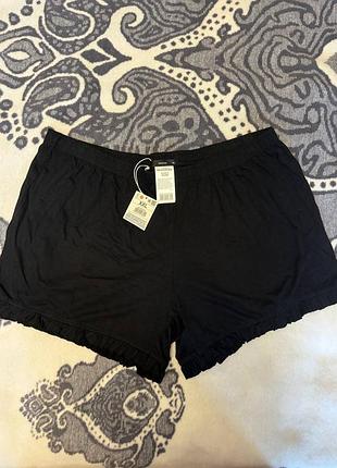 Піжамні шорти reserved бавовна віскоза чорні котон зручні з рюшами нові домашні жіночі
