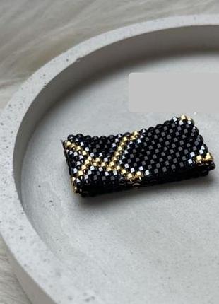 Кольцо колечко кольца из бисера черная черная черная широкая hand made стильный топ