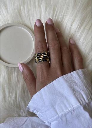 Кольцо леопардовое леопард кольца тигровое леопардовый принт из бисера широкое широкое украшение