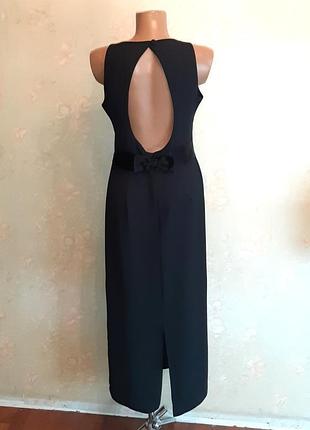 🎁1+1=3** шикарное черное приталенное платье с открытой спинкой day meets night, размер 46 - 48