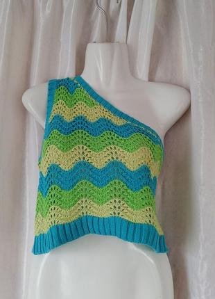 Вязаная блуза топ крючком макраме открытое плечо