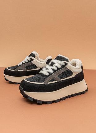 Женские утепленные ботинки кроссовки черные зимние 36-40 ботинки жемнее зимние iva 1221218