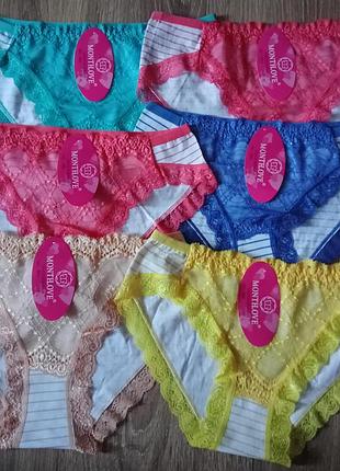 Трусики хлопковые с кружевом 
l,xl