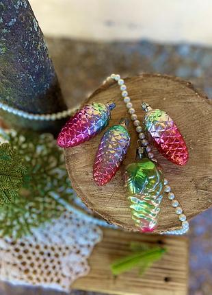 Вінтаж!🎄🎠 шишки набір ялинкові скляні іграшки радянські світлофор в амальгамі новорічні