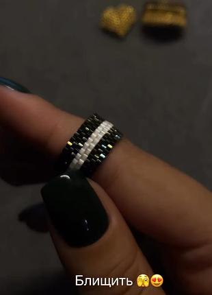 Колечко хамелеон из бисера украшение переливается широкое кольцо кольца