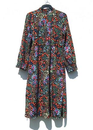 Очень красивое миди платье яркий цветочный принт с рукавом на резинке pigalle