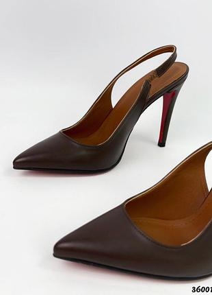 Распродажа 🏷 шоколадные трендовые туфли лодочки лодочки слингбеки на шпильке с красной подошвой